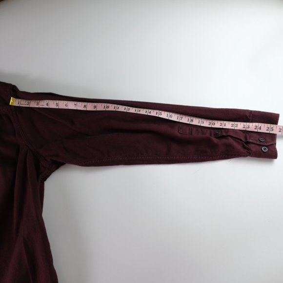 Eddie Bauer Mens XL Heavy Cotton Flannel Shirt Classic Fit Maroon Red Button Up - Picture 10 of 11